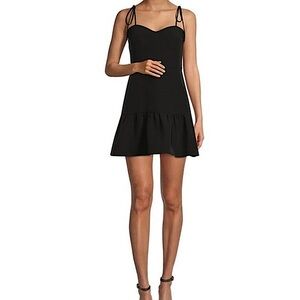 Gianni Bini Elena Ruffle Sweetheart Neck Tie Black Mini Dress